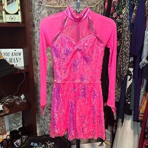 Weissman | Pink Sequin Dance Costume/ Dress Up - Size Small Adult